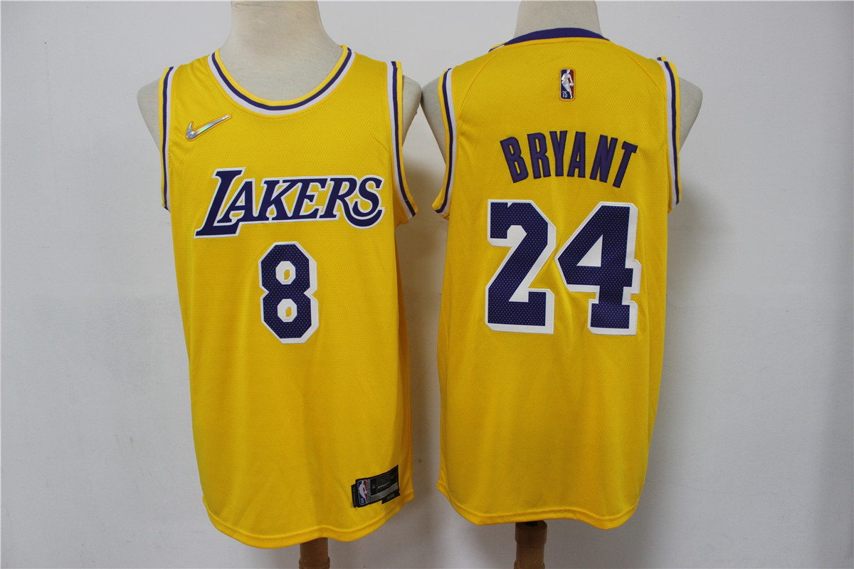 2022 Men Los Angeles Lakers #8 24  bryant Yellow City Edition 75th Nike 2021 NBA Jersey